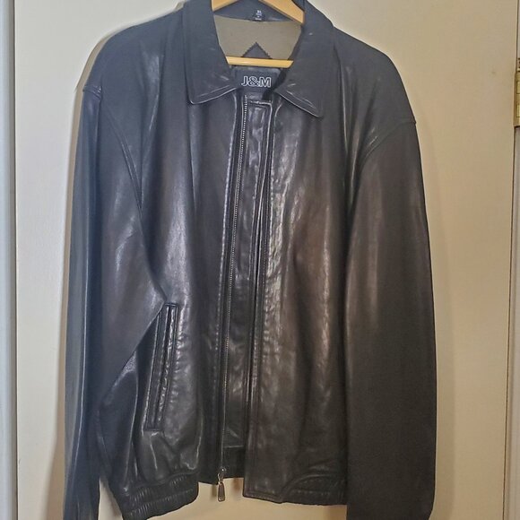 Men's XL Black J&M Leather Jacket - Picture 1 of 5